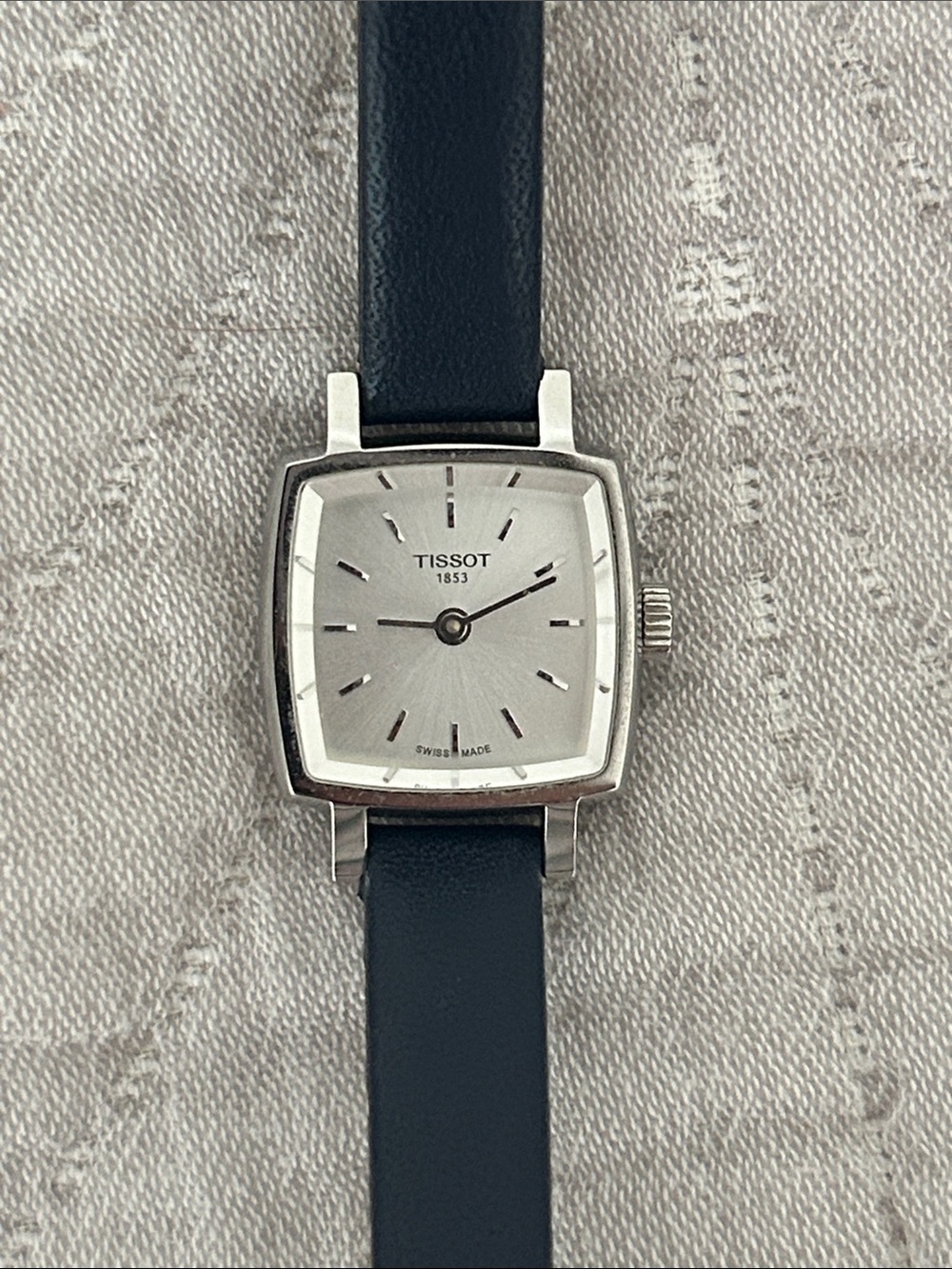 Tissot Women's Silver Square Dial Watch with Black Strap